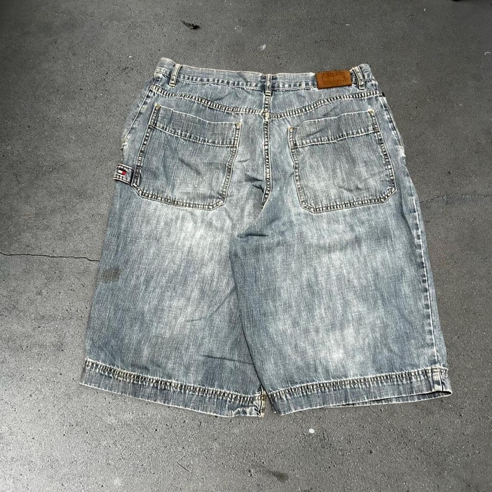 Y2k Tommy Hilfiger light blue baggy long skater denim jean shorts jorts Size 36